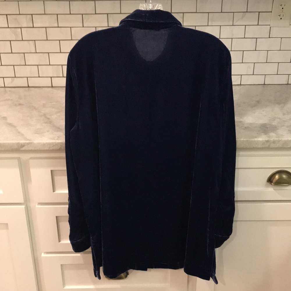 John Mark Button Up Shirt Womens Large Blue Velvet Tunic Top Lagenlook Classic - Picture 3 of 8